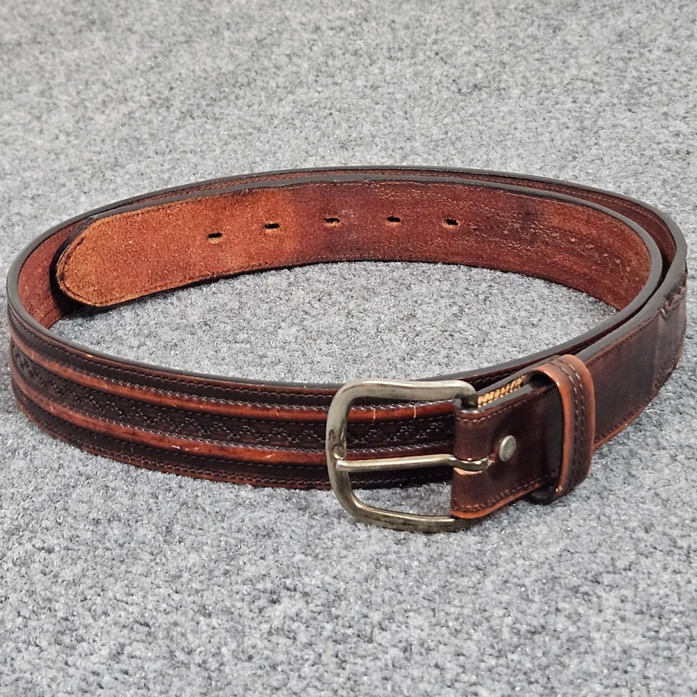 Leegin‎ Leather Western Belt Size 42 Brown Tooled Workwear